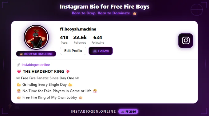 Instagram Bio for Free Fire Boys